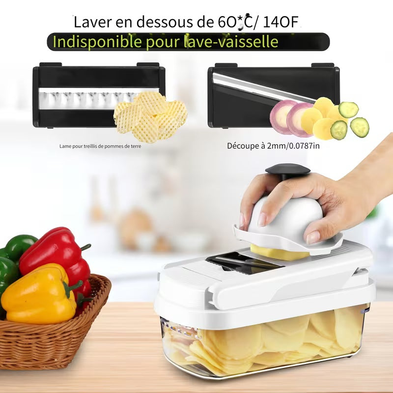 Hachoir à Légumes Multifonction 12 en 1 – Rapide, Précis & Ultra Pratique