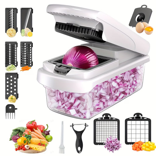 Hachoir à Légumes Multifonction 12 en 1 – Rapide, Précis & Ultra Pratique